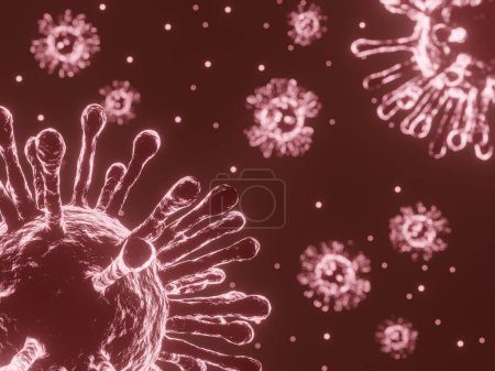 Téléchargez les photos : Coronavirus COVID-19 au microscope. rendu 3D du virus. - en image libre de droit