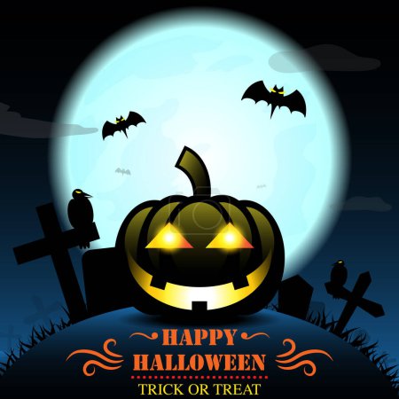 Téléchargez les photos : Joyeux texte d'Halloween avec fond de nuit. EPS10 vecteur. Utilisez pour bannière, affiche, papier peint, site Web, modèle et autre conception. - en image libre de droit