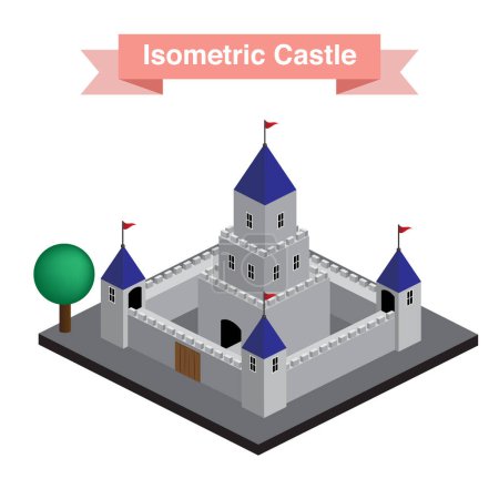 Téléchargez les photos : Château isométrique. Icône ou élément infographique. Illustration 3D et vecteur EPS10. - en image libre de droit