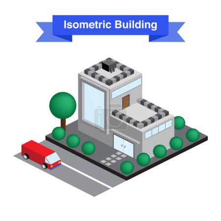 Téléchargez les photos : Bâtiment isométrique. Icône ou élément infographique. Illustration 3D et vecteur EPS10. - en image libre de droit