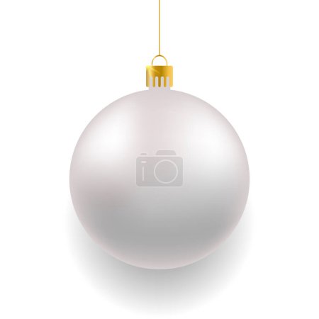 Photo for Silver Christmas realistic ball on white background. Xmas glass ball on white background. Holiday decoration template. Vector illustration - Royalty Free Image