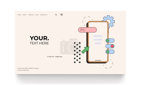 Illustration for Ui Ux design landing page in retro style. Vector illustration - Royalty Free Image