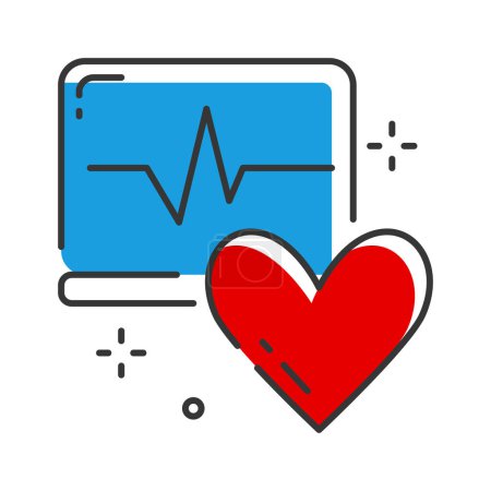 Ilustración de Icono de vector de frecuencia cardíaca, símbolo de cardiología. Concepto de ilustración vectorial - Imagen libre de derechos