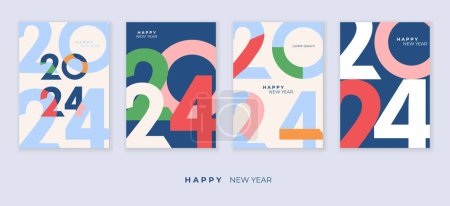Photo for Cover design of 2024 happy new year. Strong typography. Colorful and easy to remember. Happy new year 2024 design poster. - Royalty Free Image