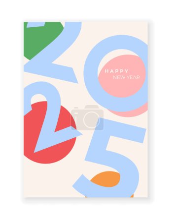 Cover-Design von 2025 frohes neues Jahr. Starke Typografie. Bunt und leicht zu merken. Frohes neues Jahr 2025 Design Poster.