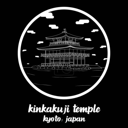 Téléchargez les illustrations : Cercle icône ligne kinkakuji temple. illustration vectorielle - en licence libre de droit