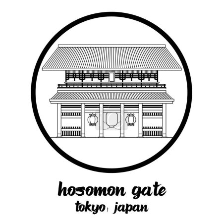 Illustration for Circle Icon line Hosomon Sensoji Temple Asakusa.vector illustration - Royalty Free Image
