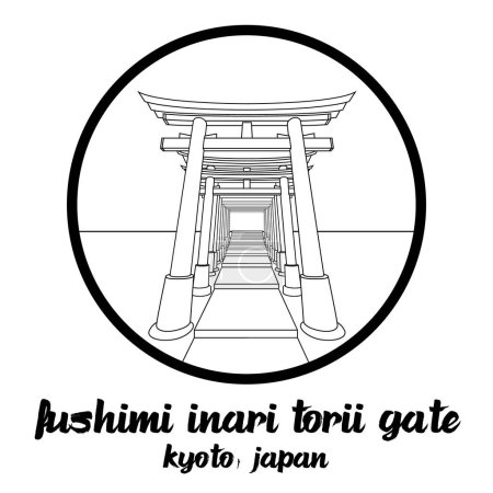 Illustration for Circle Icon line Fushimi Inari Torii Gate. vector illustration - Royalty Free Image