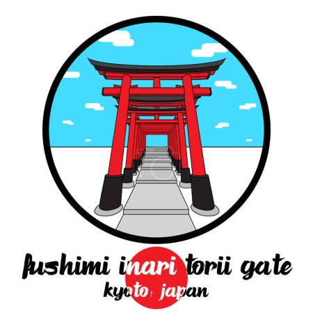 Illustration for Circle Icon line Fushimi Inari Torii Gate. vector illustration - Royalty Free Image