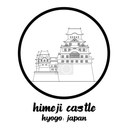 Téléchargez les illustrations : Illustration du cercle Icône Himeji Castle.vector - en licence libre de droit