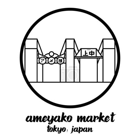 Illustration for Circle icon line Ameyako Market. vector illustration - Royalty Free Image