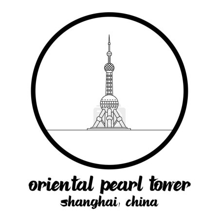 Ilustración de Icono de círculo línea Oriental Pearl Tower. ilustración vectorial - Imagen libre de derechos
