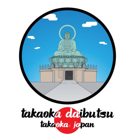Illustration for Circle icon line Takaoka Daibutsu. vector illustration - Royalty Free Image