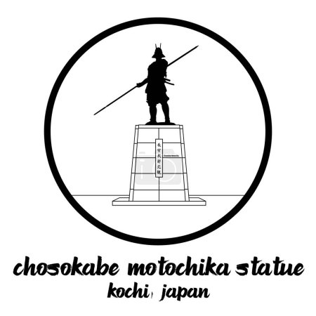 Ilustración de Círculo icono de la línea Chosokabe Motochika estatua. ilustración vectorial - Imagen libre de derechos