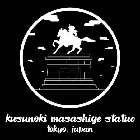 Téléchargez les illustrations : Cercle icône ligne Kusunoki Masashigei statue. illustration vectorielle - en licence libre de droit