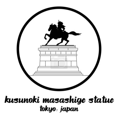 Téléchargez les illustrations : Cercle icône ligne Kusunoki Masashigei statue. illustration vectorielle - en licence libre de droit