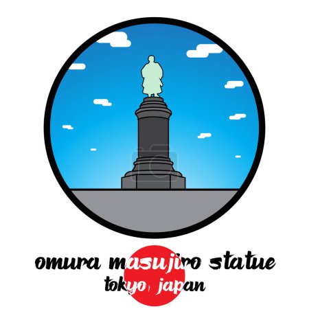 Circle Icon Omura Masujiro Statue. Vector illustration