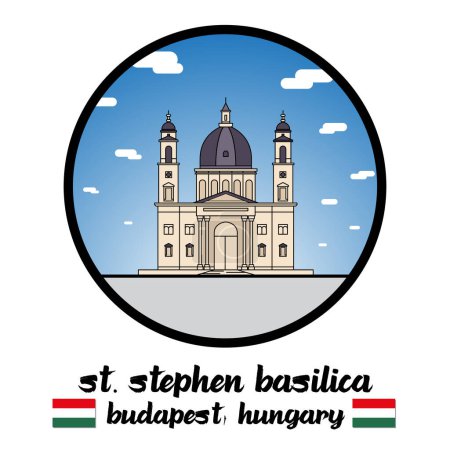 Ilustración de Círculo Icono Basílica de San Esteban. Ilustración vectorial - Imagen libre de derechos
