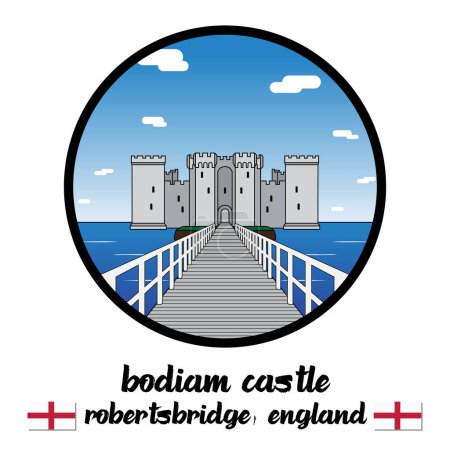 Circle Icon Bodiam Castle. Vector illustration