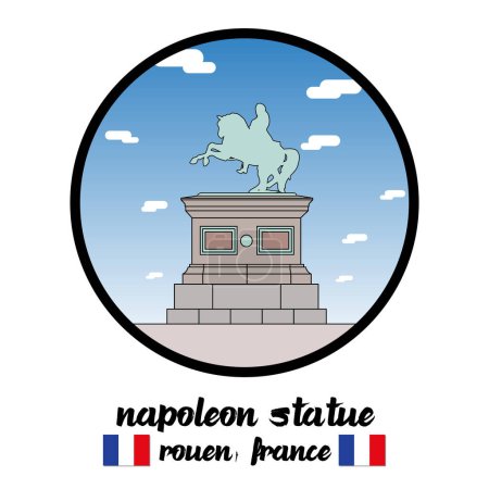 Kreis Ikone Napoleon Statue. Vektorillustration