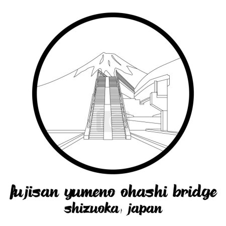 Cercle Icône Fujisan Yumeno Ohashi Pont. Illustration vectorielle