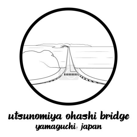 Círculo icono Utsunomiya Ohashi puente. Ilustración vectorial