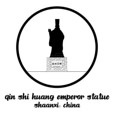 Circle Icon Qin Shi Huang Emperor Statue. Vector illustration