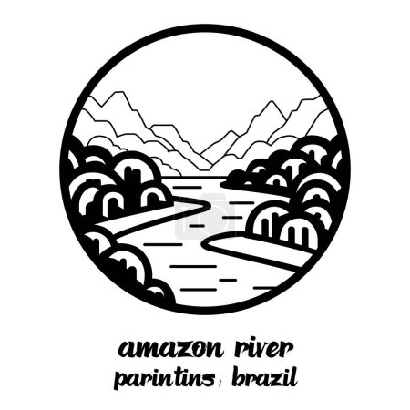 Ilustración de Círculo icono del río Amazonas. Ilustración vectorial - Imagen libre de derechos