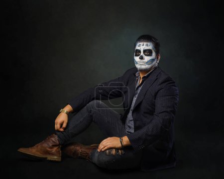 Photo for Catrin portrait. Typical Mexican character. Day of the dead and Halloween make up. - Royalty Free Image