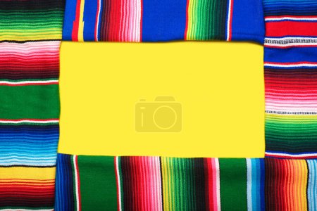 Photo for Serape on yellow background. Cinco de mayo background. - Royalty Free Image