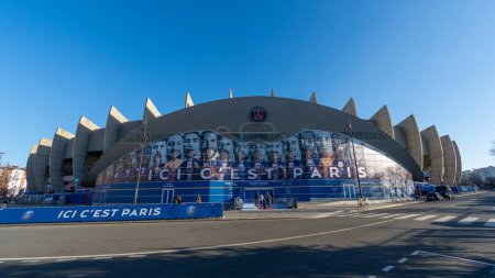 Photo for Boulogne-Billancourt, France - February 6, 2023: Main entrance of the Parc des Princes, French stadium hosting the Paris Saint-Germain football club - Royalty Free Image