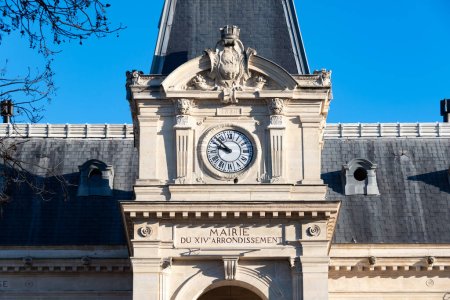 Photo for Paris, France - February 7, 2023: Exterior view of the facade of the town hall building of the 14th arrondissement of Paris, France, built in 1886 - Royalty Free Image