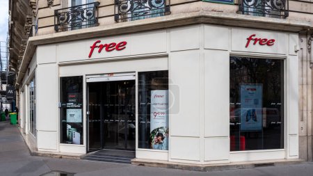 Photo for Paris, France - March 23, 2023: Exterior view of a Free store, a subsidiary of the Iliad group, a French mobile operator and one of the main internet service providers in France - Royalty Free Image