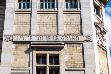 Photo for Paris, France - April 21, 2023: Detail of the facade of Lycee Louis-le-Grand, a French secondary and higher education institution located in the Latin Quarter in the 5th arrondissement of Paris - Royalty Free Image