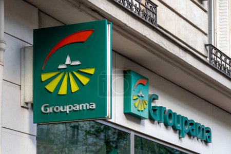 Photo for Paris, France - October 19, 2023: Sign and logo of a Groupama agency. Groupama is a French mutual insurance company - Royalty Free Image