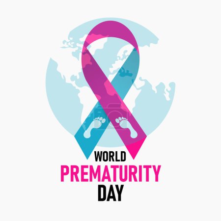 Illustration for World prematurity day background. Design with earth and ribbon. Vector illustration design. - Royalty Free Image