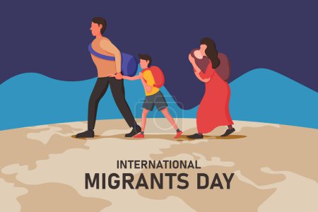 Hintergrund ist der Internationale Tag der Migranten. Vektordesign-Illustration.