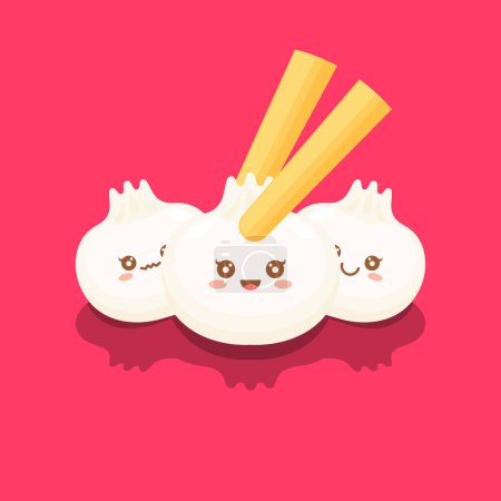 Illustration for Dim Sum China Food. Design with cute cartoon. Vector illustration design. - Royalty Free Image