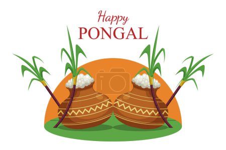 Illustration for Happy Pongal background. Design for celebrate. Vector illustration design. - Royalty Free Image