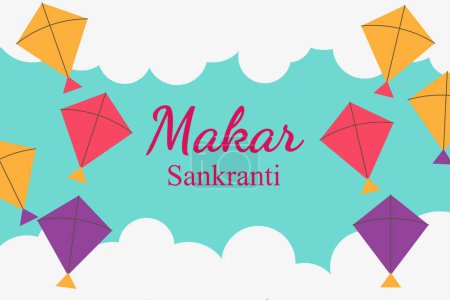 Illustration for Makar Sankranti background. With flat design. Vector illustration design. - Royalty Free Image