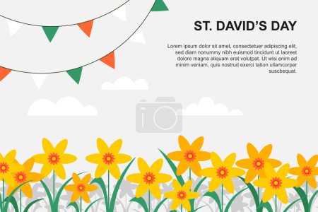 Téléchargez les illustrations : Saint Davids Day background. Vector illustration. - en licence libre de droit
