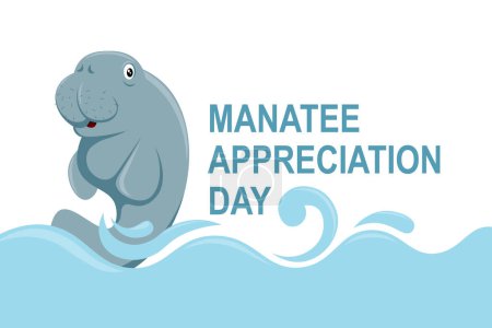 Illustration for Manatee Appreciation Day background. Vector illustration background.. - Royalty Free Image