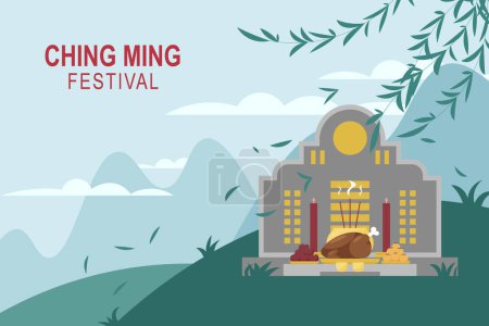 Ilustración de Fondo del Festival Ching Ming. Cultural. Fondo de ilustración vectorial. - Imagen libre de derechos