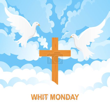 Ilustración de Whit Monday background. Religioso, cristiano, Fiestas. Ilustración vectorial. - Imagen libre de derechos
