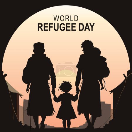 Hintergrund ist der Weltflüchtlingstag. Cause International. Vektorillustration.