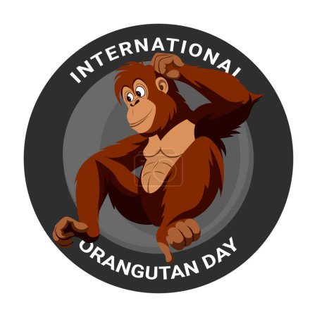 Illustration for International Orangutan Day background. Awareness Conservation Wildlife. Vector illustration. - Royalty Free Image