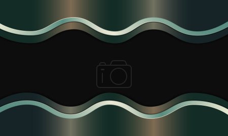 Illustration for Metallic with wave line stripes on black background. Luxury design for your website. - Royalty Free Image
