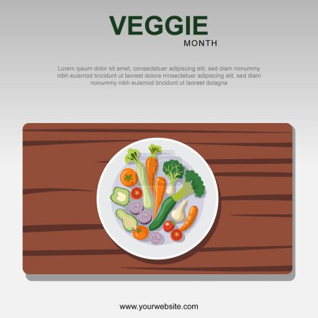 Veggie Month background. Food and Beverage. Vector illustration.