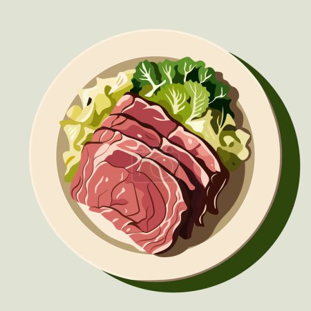Illustration for Corned Beef and Cabbage Day cartoon. Vector illustration. - Royalty Free Image
