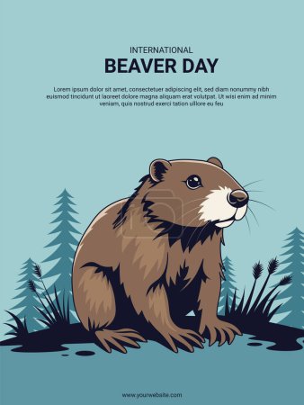 Journée internationale du castor. Illustration vectorielle arrière plan.